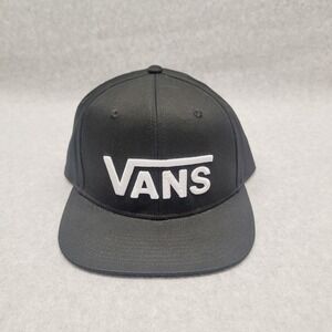 Vans Men's Adjustable‎ Basic Logo Flat Brim Snapback Hat Black White Classic Cap